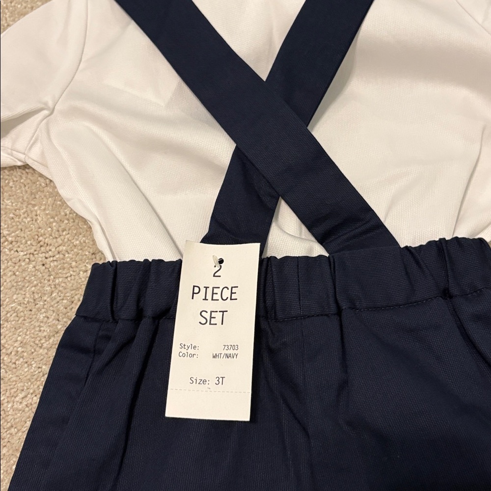 NWT Florence Eiseman White and Navy two piece set, 3T - Picture 3 of 8